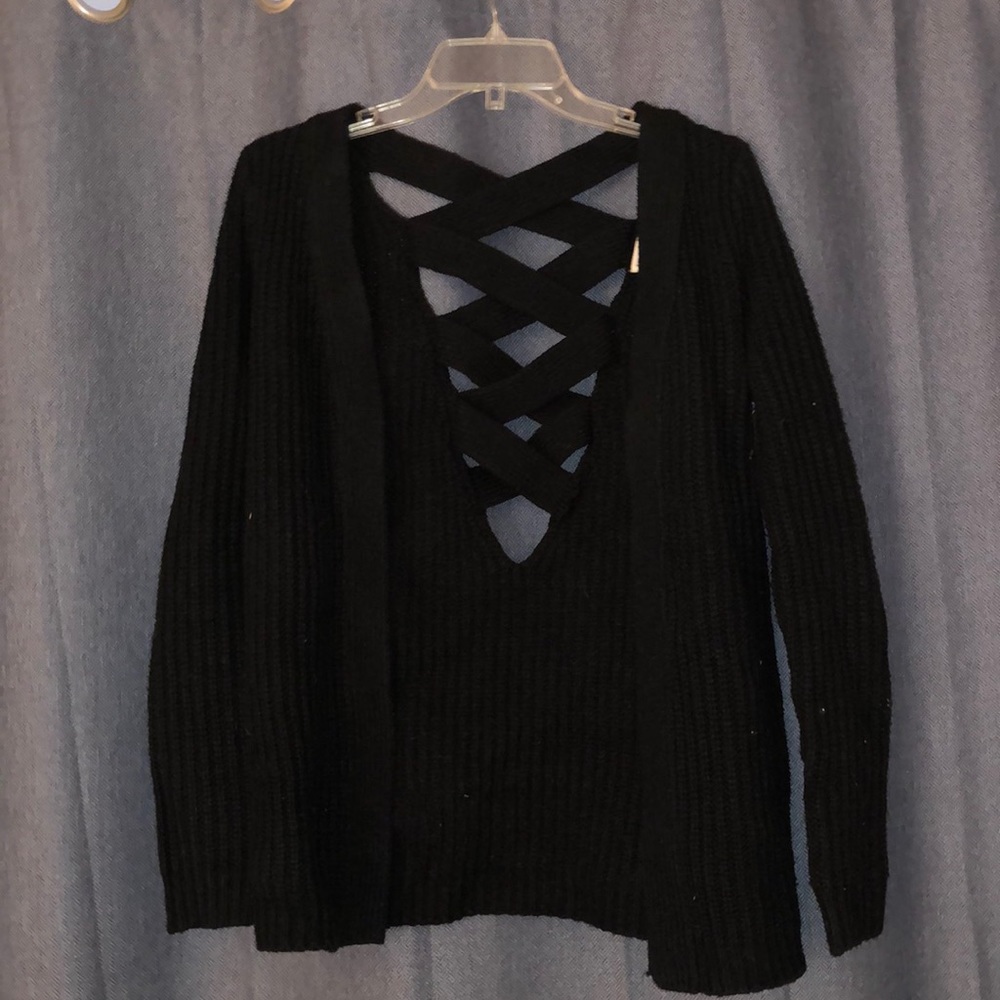 Black Knit Open Back Cardigan